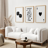 Trendy Playing Card Wall Art Set of 3 Prints