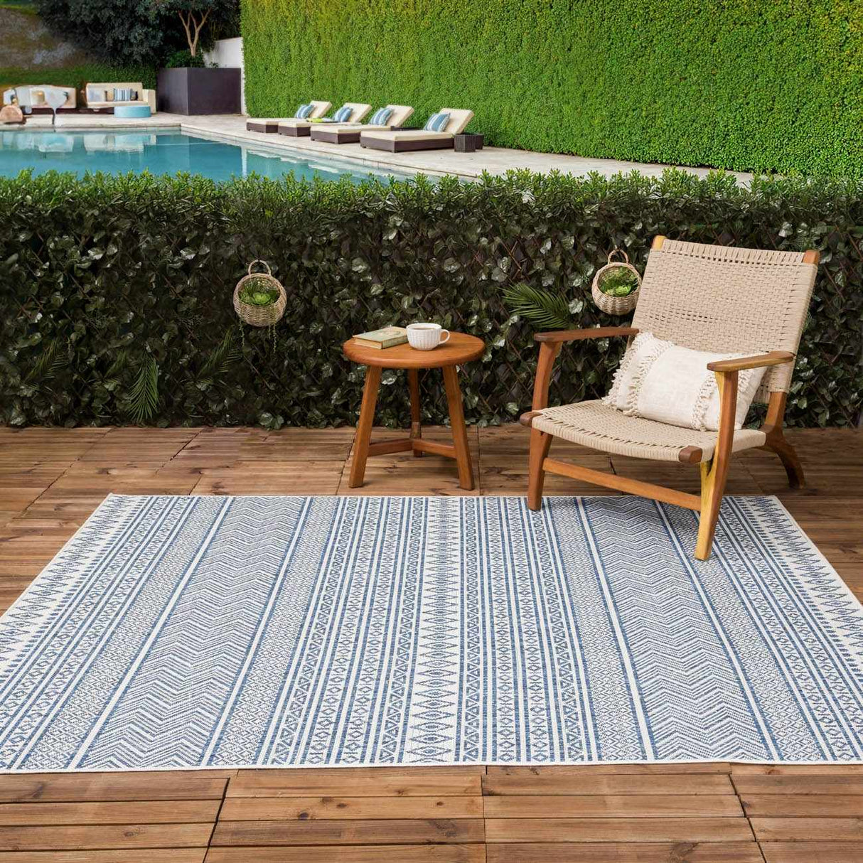 Madras Light Blue Green All Over Performance Area Rug