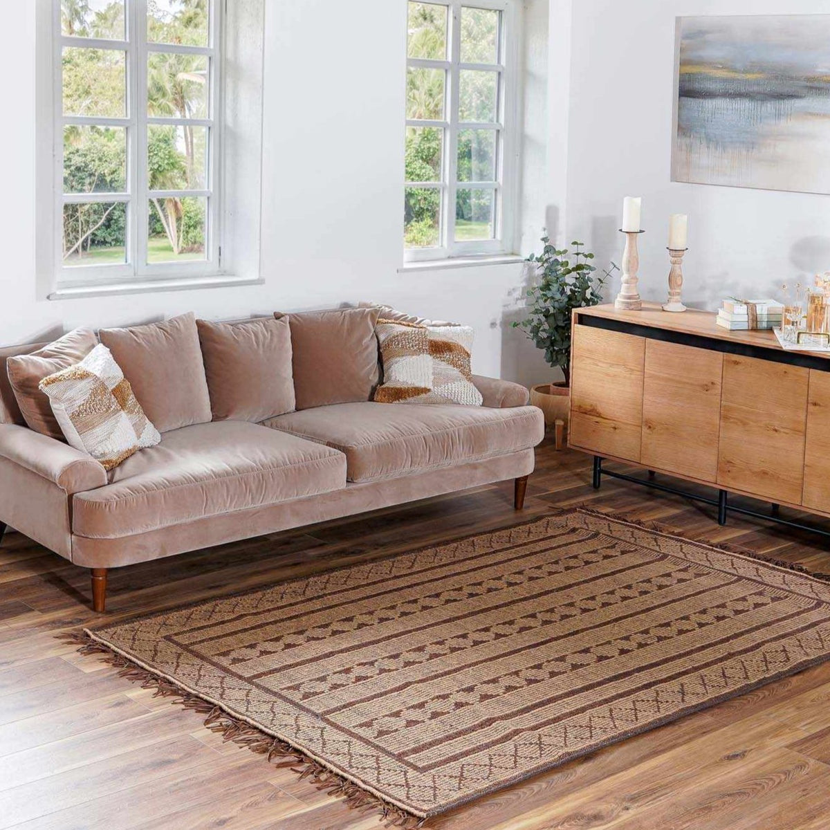 Maia Jute & Leather Area Rug - Clearance