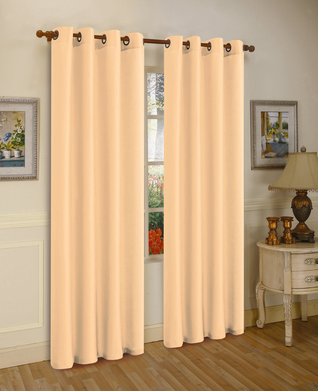 Set of Two 84" Solid Grommet Faux Silk Window Panels