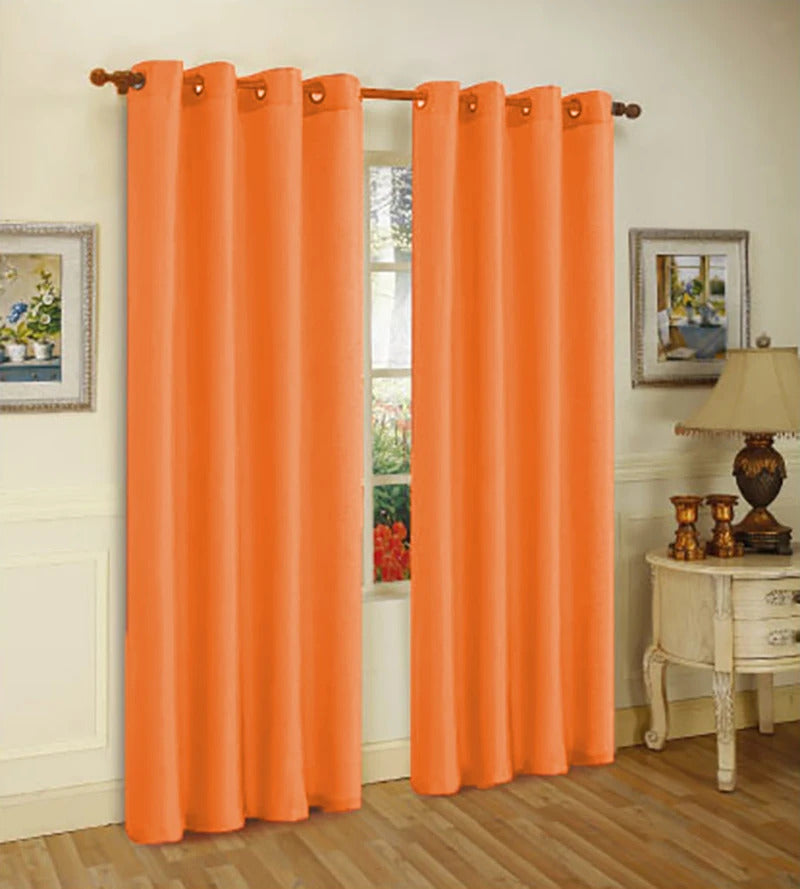 Set of Two 84" Solid Grommet Faux Silk Window Panels