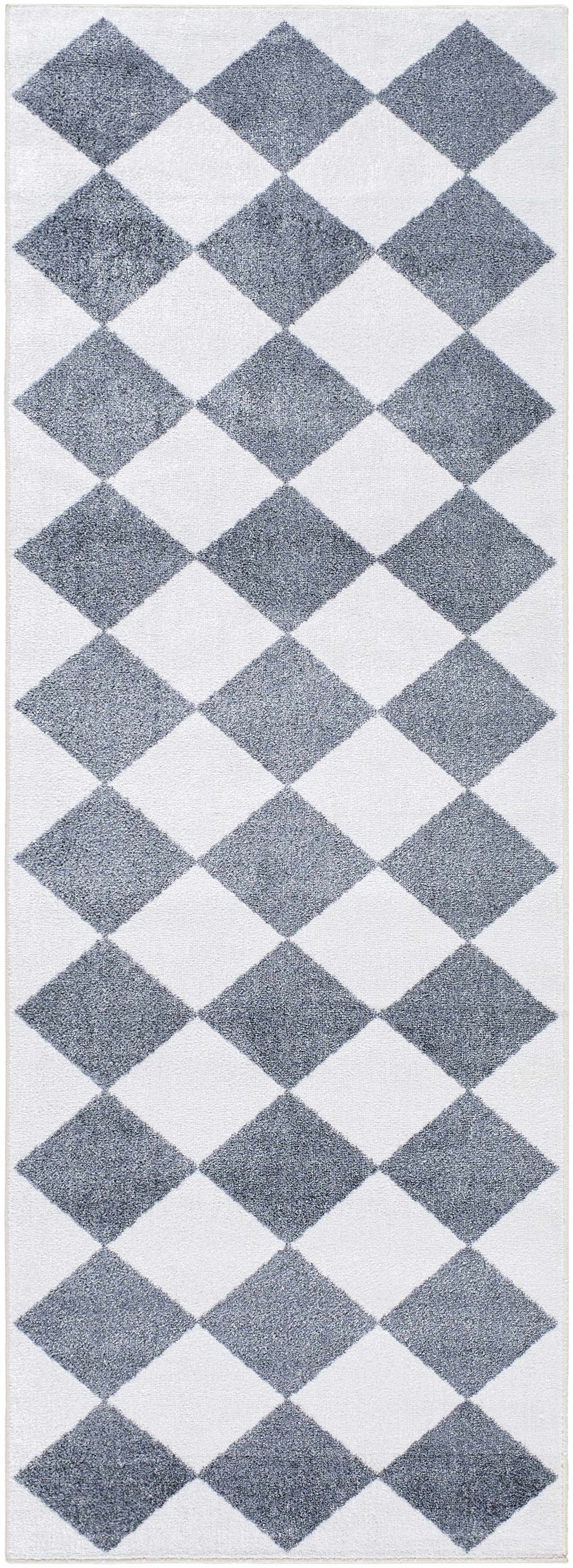 Ulric Navy Blue Diamond Washable Area Rug