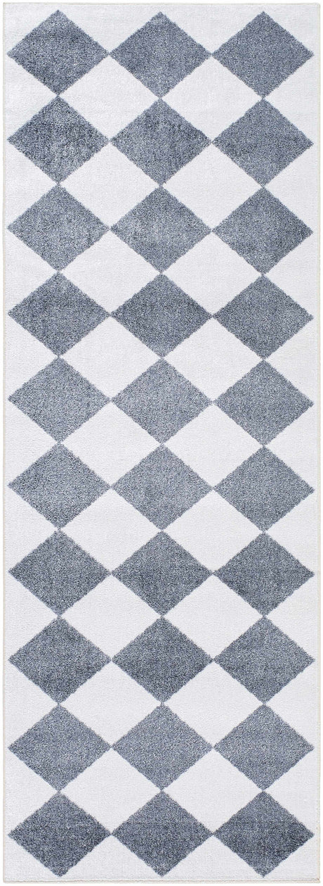 Ulric Navy Blue Diamond Washable Area Rug