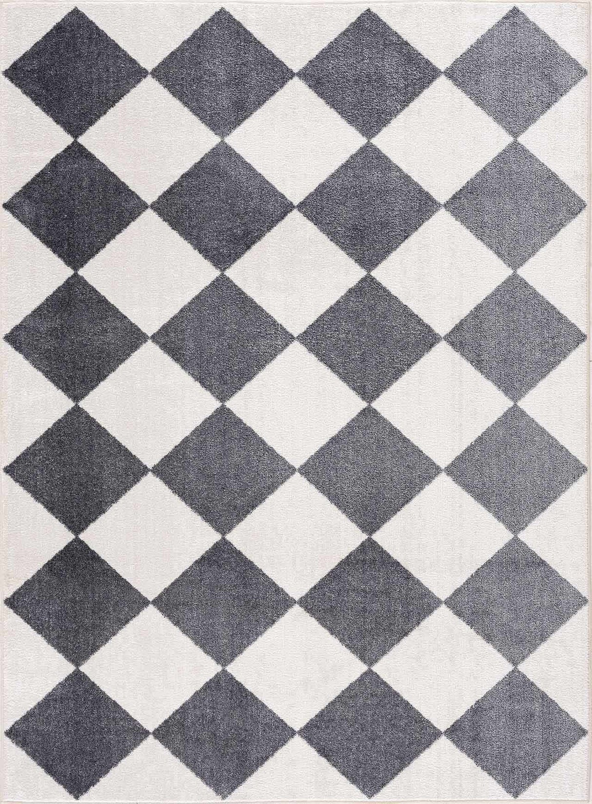 Ulric Navy Blue Diamond Washable Area Rug