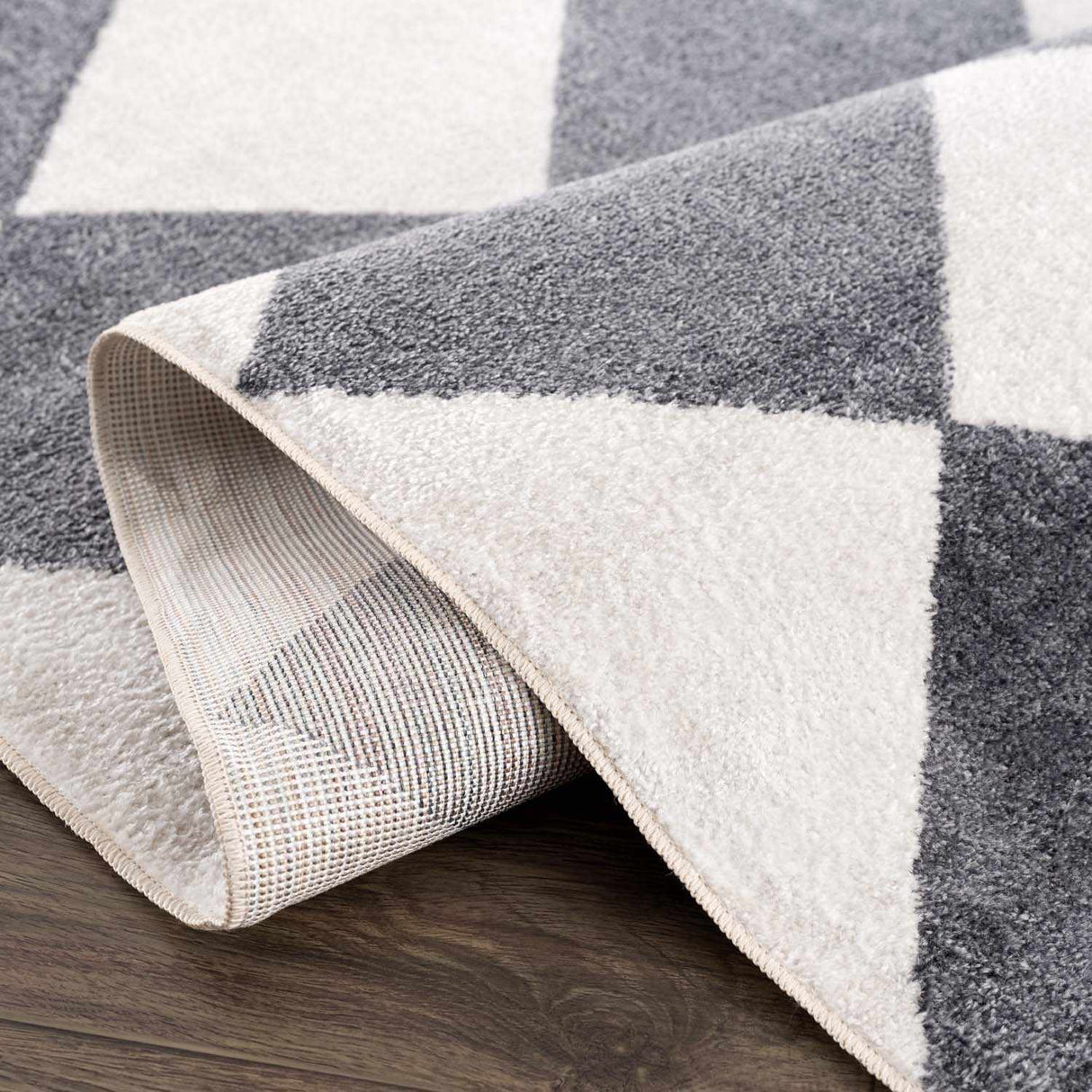 Ulric Navy Blue Diamond Washable Area Rug