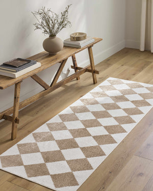 Ulric Brown Diamond Washable Area Rug