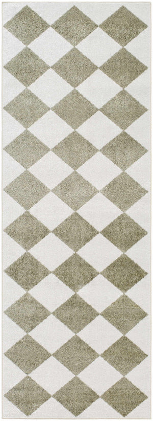 Ulric Green Diamond Washable Area Rug