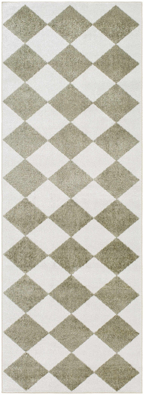 Ulric Green Diamond Washable Area Rug