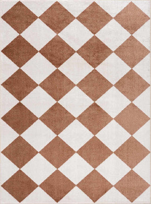 Ulric Chestnut Diamond Washable Area Rug