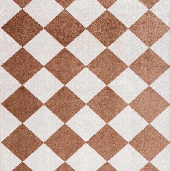 Ulric Chestnut Diamond Washable Area Rug