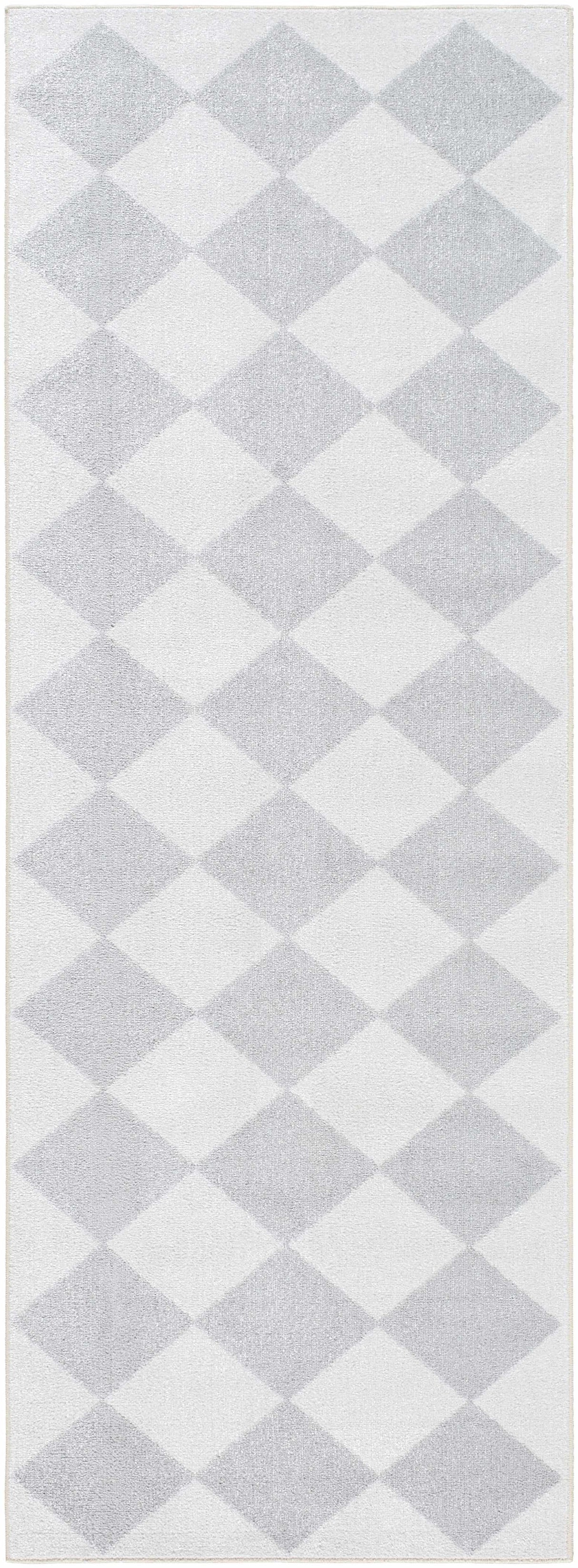 Ulric Light Gray Diamond Washable Area Rug