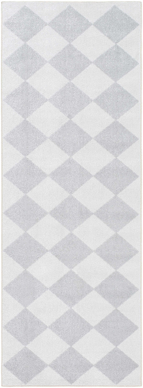 Ulric Light Gray Diamond Washable Area Rug