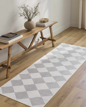 Ulric Light Gray Diamond Washable Area Rug