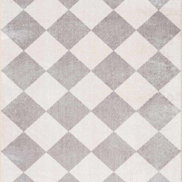 Ulric Light Gray Diamond Washable Area Rug