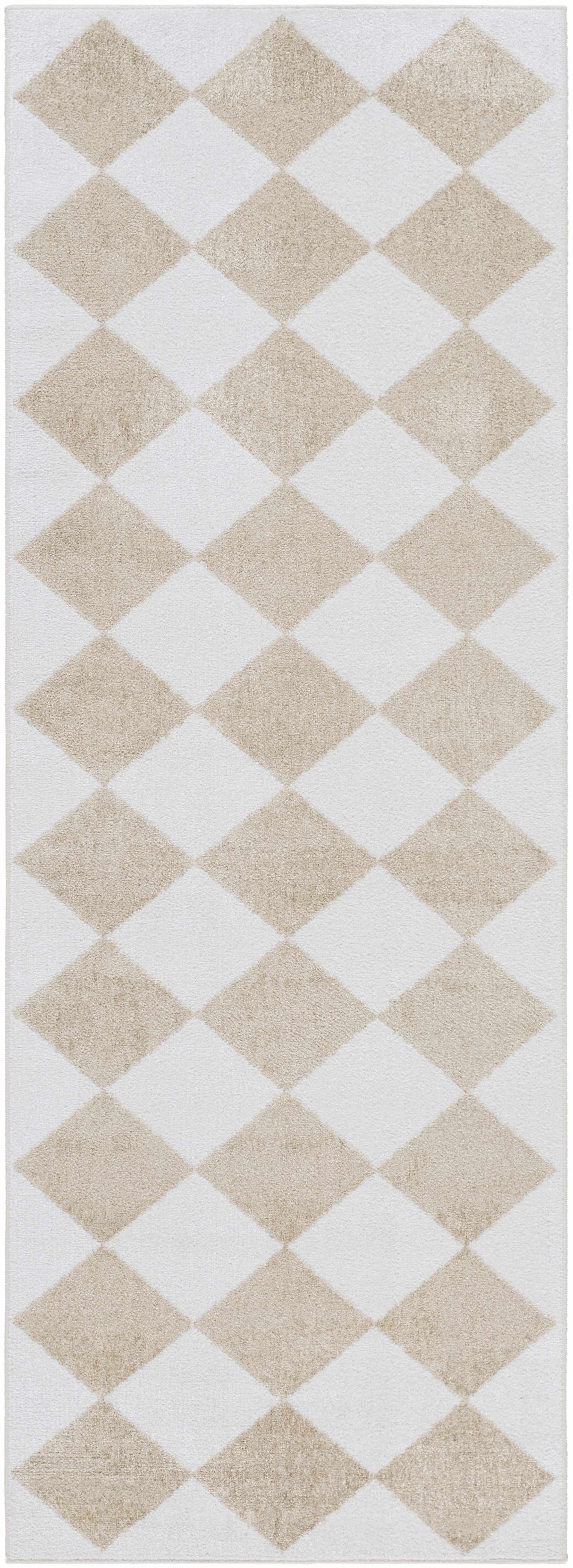 Ulric Light Brown Diamond Washable Area Rug