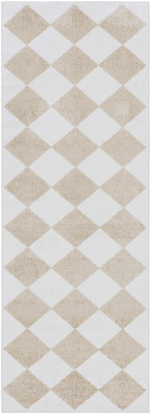 Ulric Light Brown Diamond Washable Area Rug