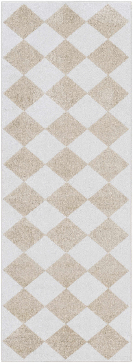 Ulric Light Brown Diamond Washable Area Rug