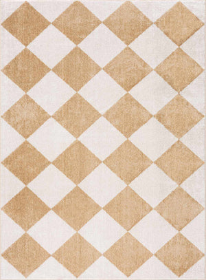 Ulric Light Brown Diamond Washable Area Rug