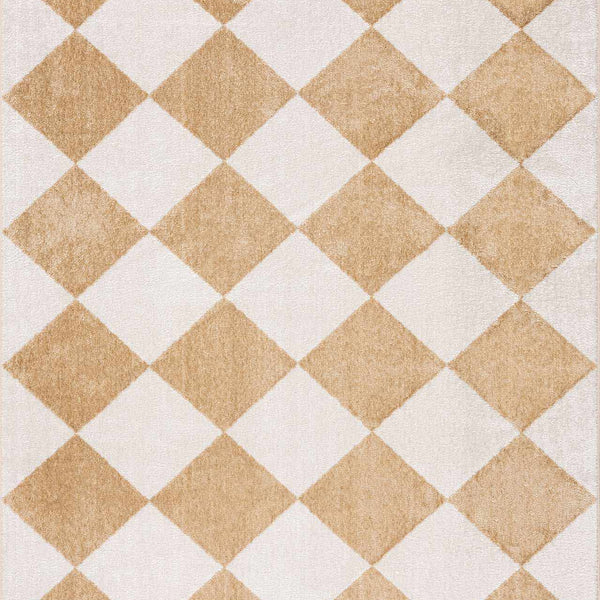 Ulric Light Brown Diamond Washable Area Rug