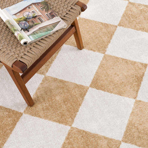 Ulric Light Brown Diamond Washable Area Rug