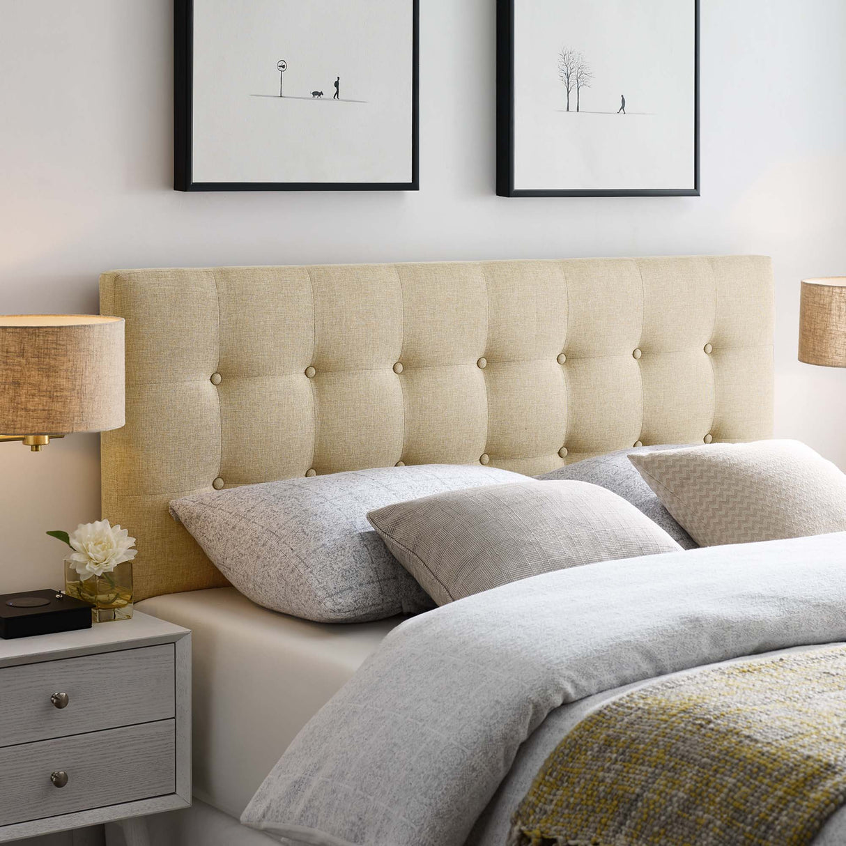 Emily Upholstered Fabric Full Headboard by Modway
