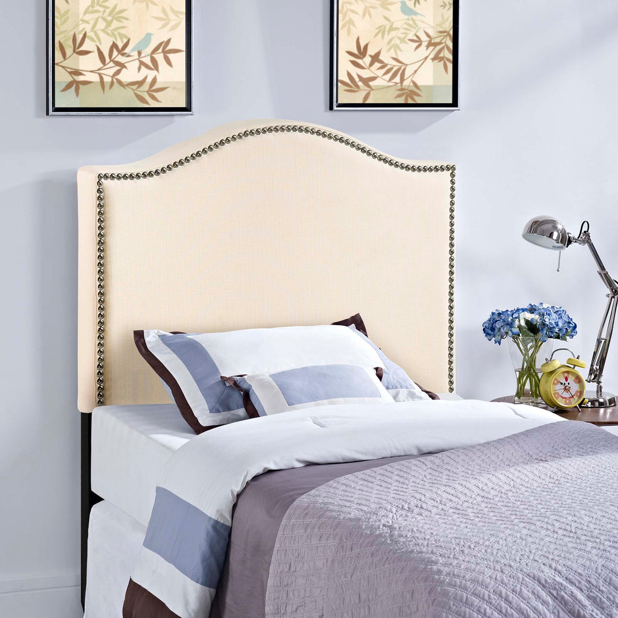Curl Nailhead Upholstered Twin Headboard by Modway