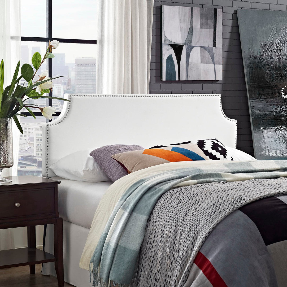 Laura Upholstered Vinyl Queen Headboard by Modway