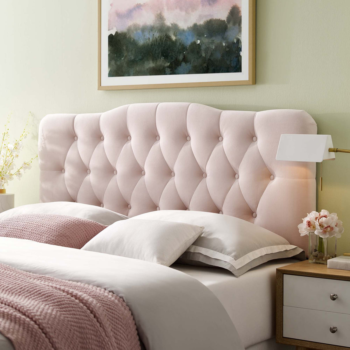 Annabel Diamond Tufted Performance Velvet Queen Headboard