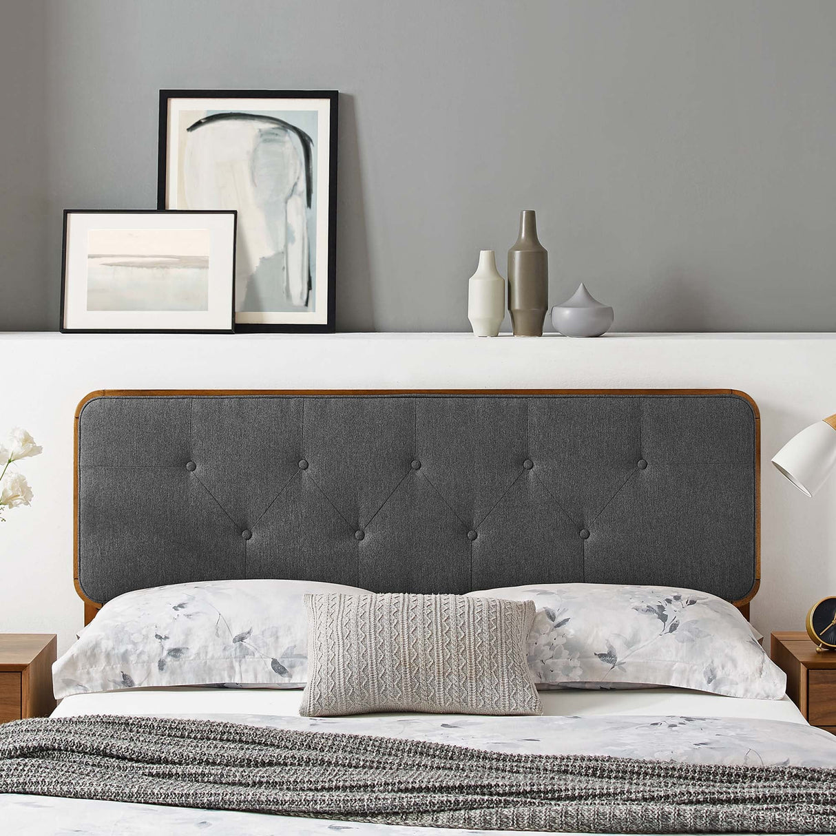 Collins Tufted Fabric and Wood King Headboard by Modway
