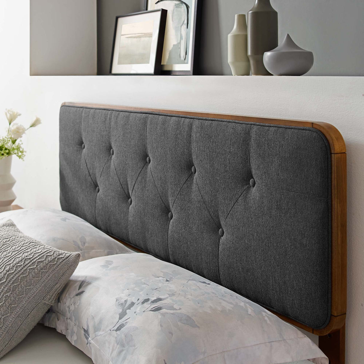 Collins Tufted Fabric and Wood King Headboard by Modway