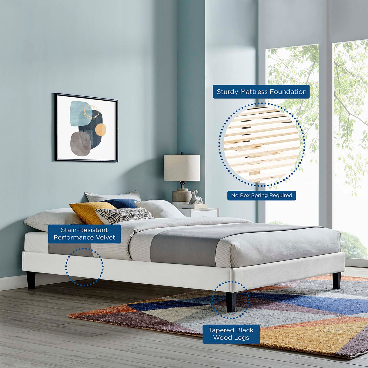 Reign Performance Velvet Full Platform Bed Frame by Modway