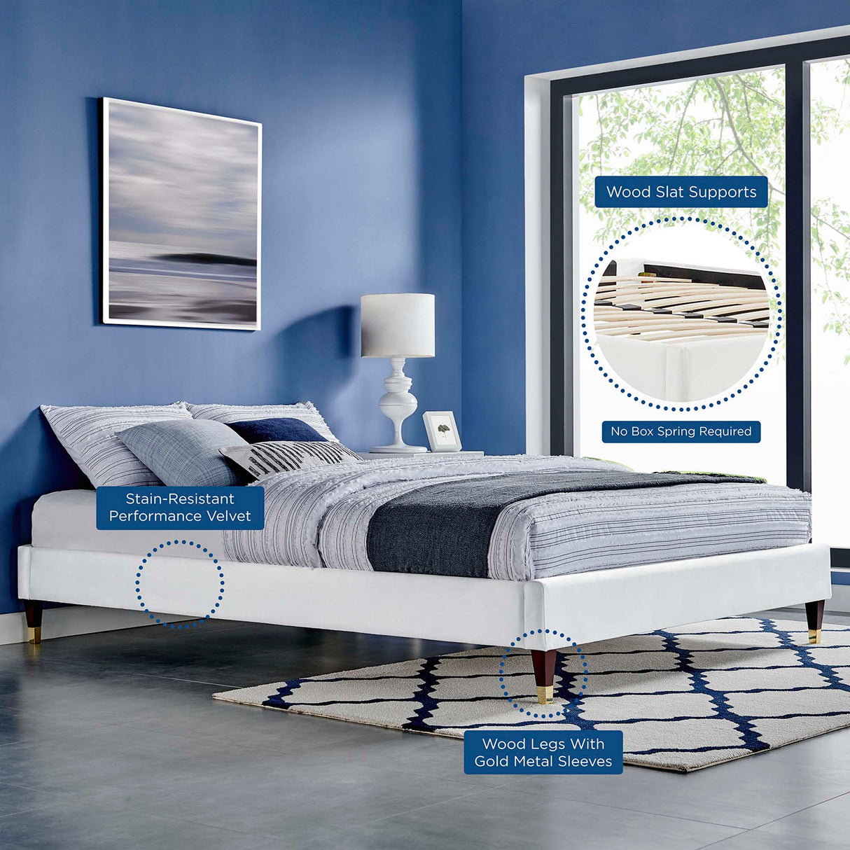 Harlow Performance Velvet Full Platform Bed Frame by Modway