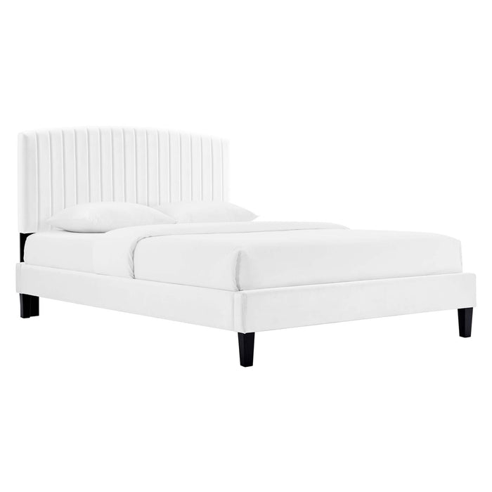 Alessi Performance Velvet Queen Platform Bed by Modway - Dusty Rose / White (MOD-6283)