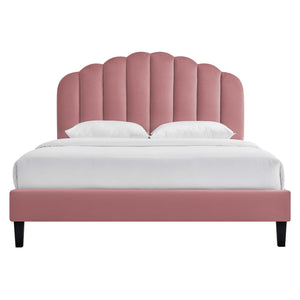 Daisy Performance Velvet Queen Platform Bed by Modway