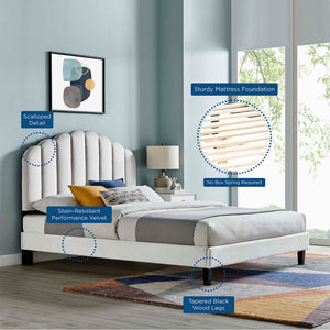 Daisy Performance Velvet Queen Platform Bed by Modway