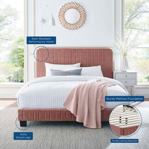 Celine Channel Tufted Performance Velvet King Platform Bed by Modway
