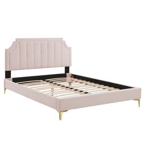 Sienna Performance Velvet Queen Platform Bed by Modway