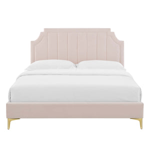 Sienna Performance Velvet Queen Platform Bed by Modway