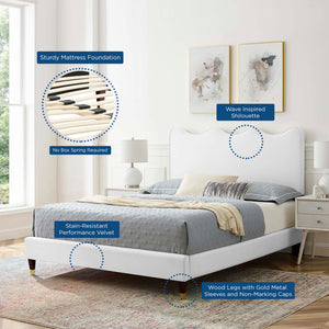 Current Performance Velvet Queen Platform Bed by Modway