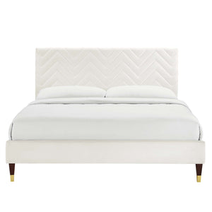 Leah Chevron Tufted Performance Velvet Queen Platform Bed by Modway