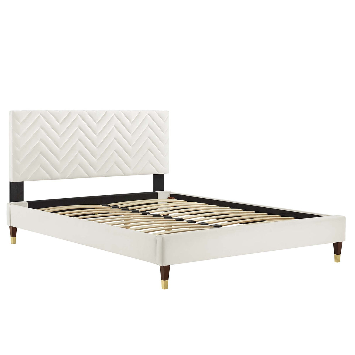 Leah Chevron Tufted Performance Velvet Queen Platform Bed by Modway