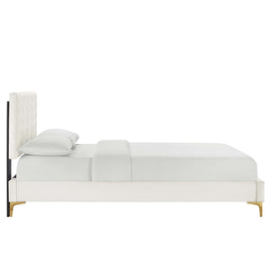 Leah Chevron Tufted Performance Velvet Full Platform Bed by Modway
