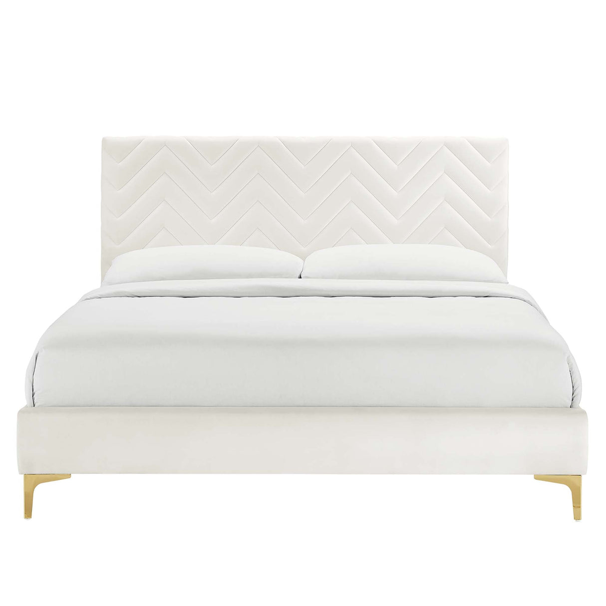 Leah Chevron Tufted Performance Velvet Full Platform Bed by Modway