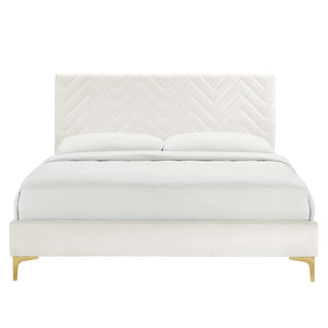 Leah Chevron Tufted Performance Velvet Full Platform Bed by Modway