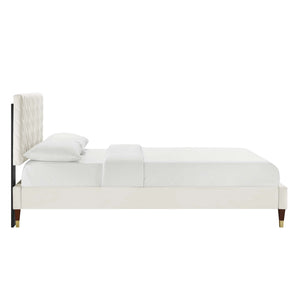 Leah Chevron Tufted Performance Velvet Full Platform Bed by Modway