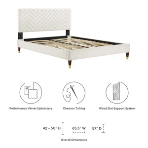 Leah Chevron Tufted Performance Velvet Full Platform Bed by Modway