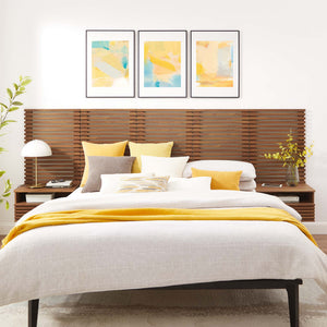 Render Wall Mount Queen Headboard and Modern Nightstands by Modway