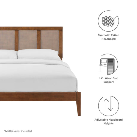 Sirocco Rattan and Wood Queen Platform Bed by Modway