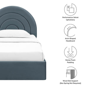 Solana Arched Performance Velvet Twin Platform Bed
