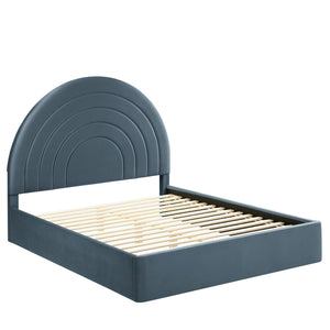 Solana Arched Performance Velvet Full Platform Bed